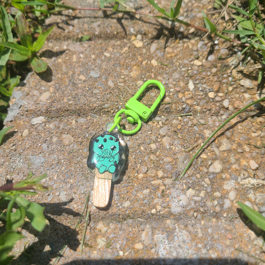 Small Mint baby Chutulu Popsicle Keychain