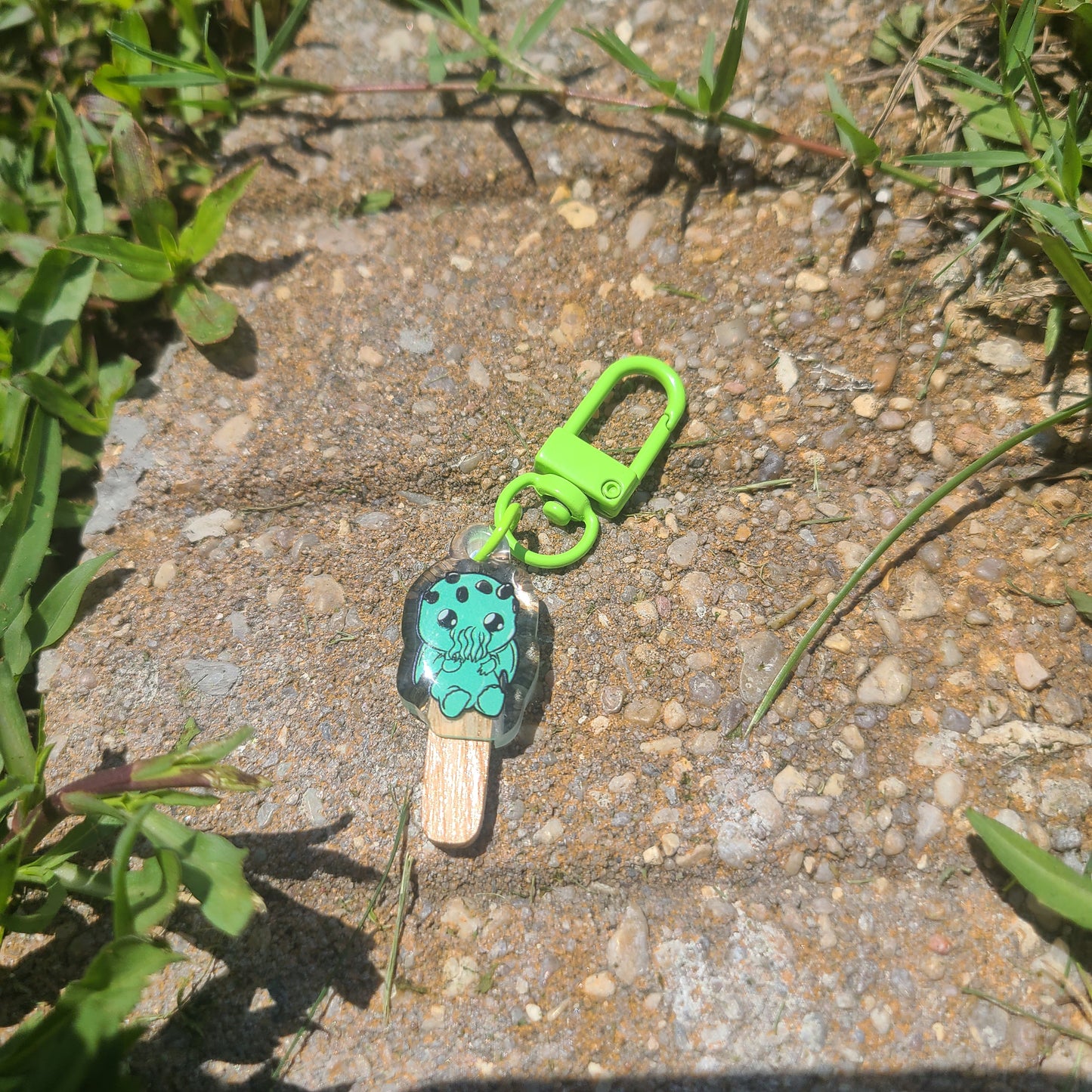 Small Mint baby Chutulu Popsicle Keychain